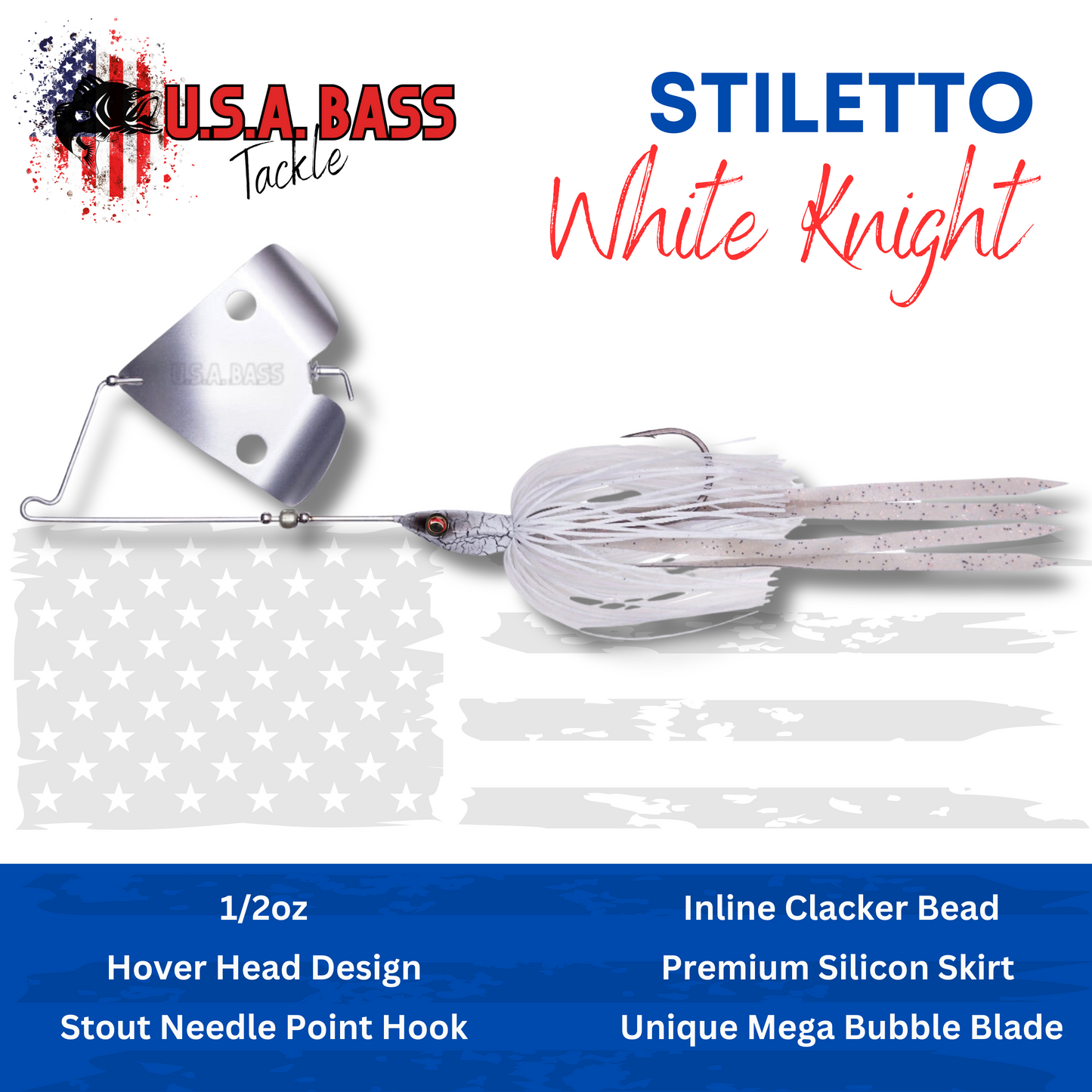 Stiletto Buzzbait - White Knight