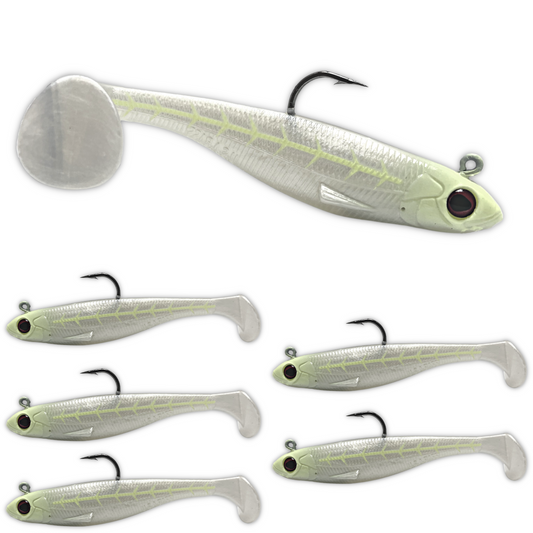 Patriot Shad Paddle Tail Swimbaits - Bone Glow