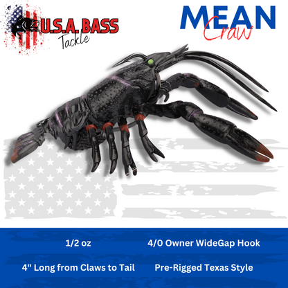 U.S.A. BASS CLUSTER BOMB CRAW - Mean Craw - 3 pack