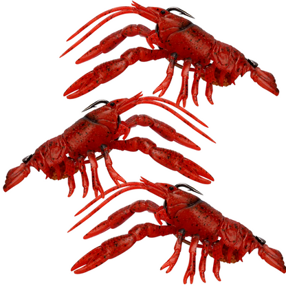 U.S.A. BASS CLUSTER BOMB CRAW - Red Craw - 3 pack