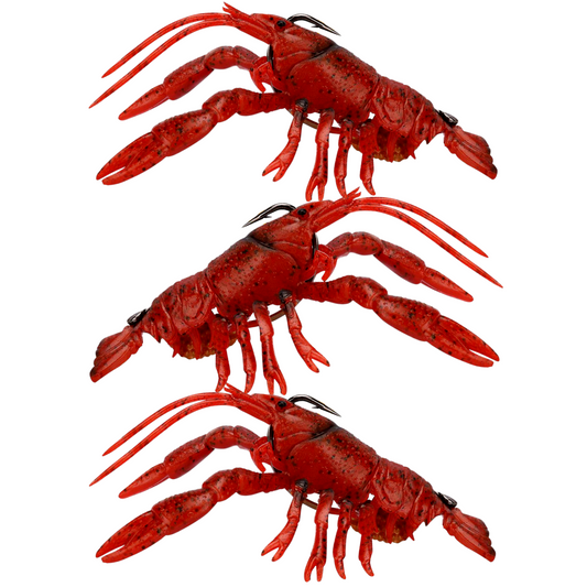 U.S.A. BASS CLUSTER BOMB CRAW - Red Craw - 3 pack