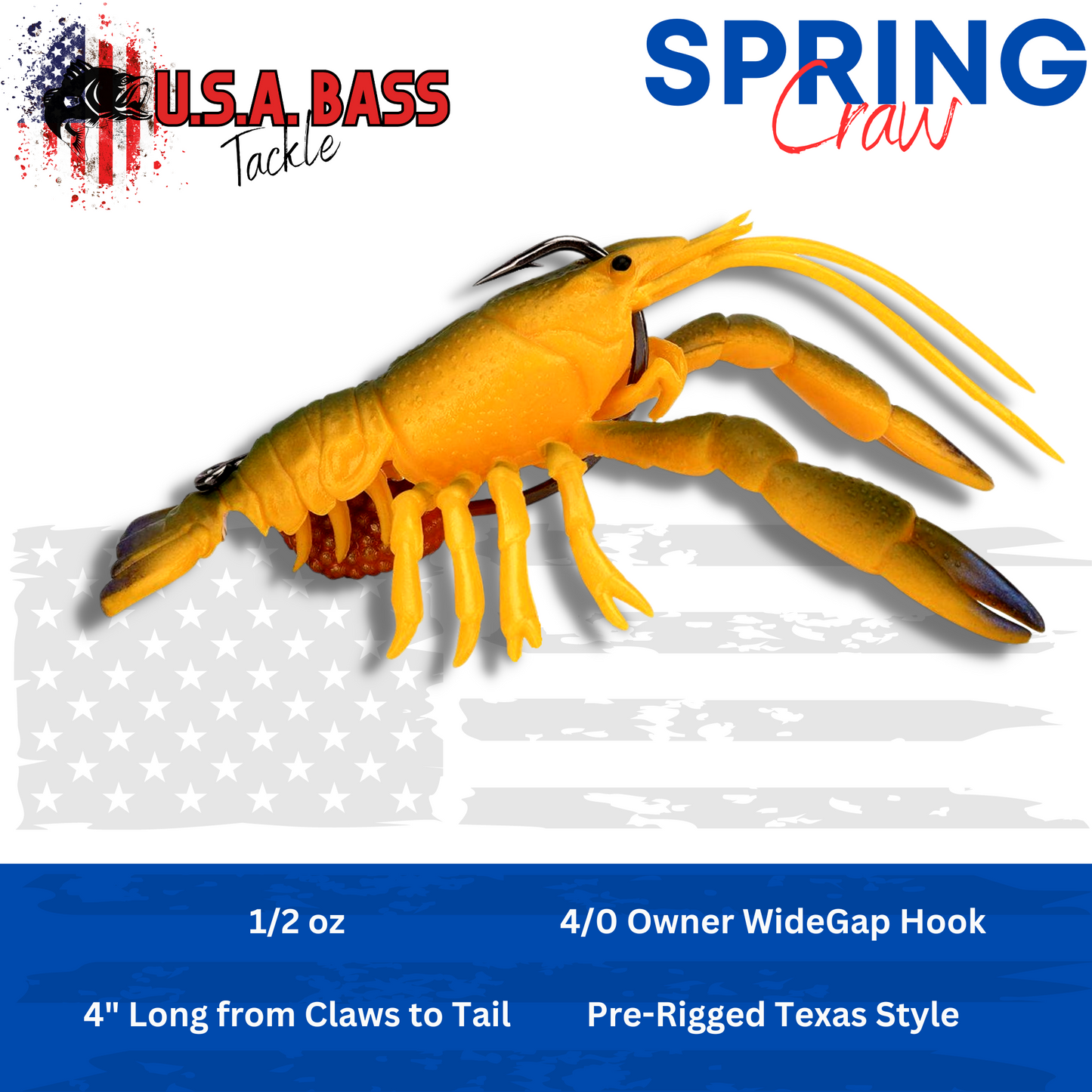 U.S.A. BASS BOMB CRAW - Spring Craw - 3 pack