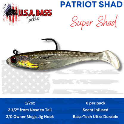 Patriot Shad Paddle Tail Swimbaits - Super Shad